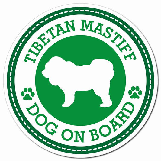TIBETAN MASTIFF チベタンマスティフ グリーン 肉球 Dog on board マグネット 車用 直径13cm 丸型 カーマグネット