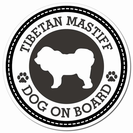 TIBETAN MASTIFF チベタンマスティフ ブラック 肉球 Dog on board マグネット 車用 直径13cm 丸型 カーマグネット