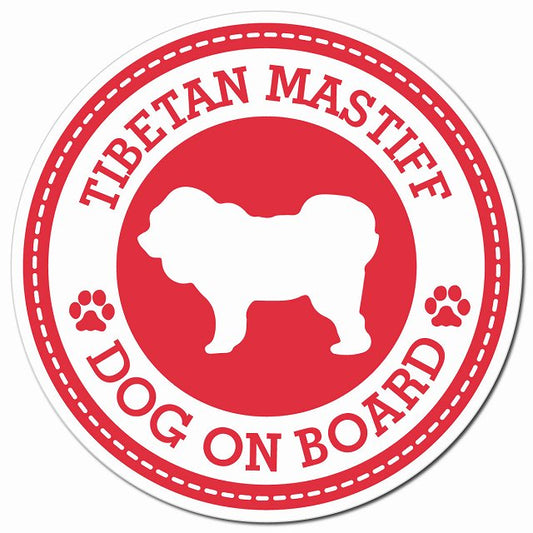 TIBETAN MASTIFF チベタンマスティフ レッド 肉球 Dog on board マグネット 車用 直径13cm 丸型 カーマグネット
