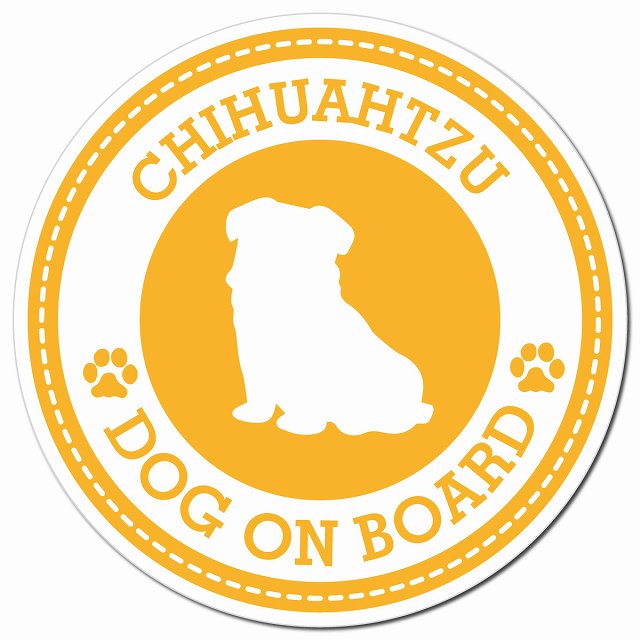 CHIHUAHTZU チワズー イエロー 肉球 Dog on board マグネット 車用 直径13cm 丸型 カーマグネット
