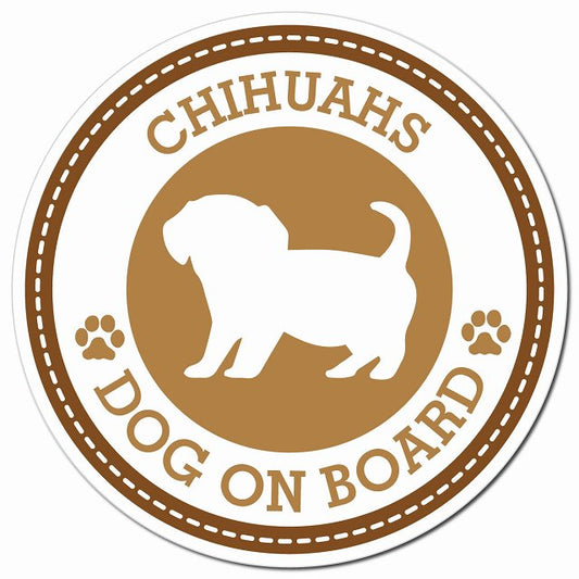 CHIHUAHS チワックス ブラウン 肉球 Dog on board マグネット 車用 直径13cm 丸型 カーマグネット