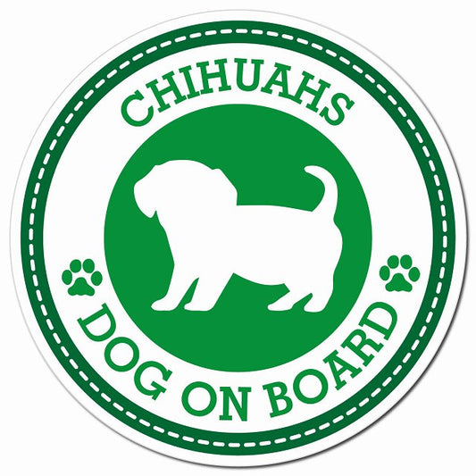 CHIHUAHS チワックス グリーン 肉球 Dog on board マグネット 車用 直径13cm 丸型 カーマグネット