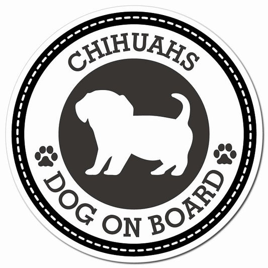CHIHUAHS チワックス ブラック 肉球 Dog on board マグネット 車用 直径13cm 丸型 カーマグネット
