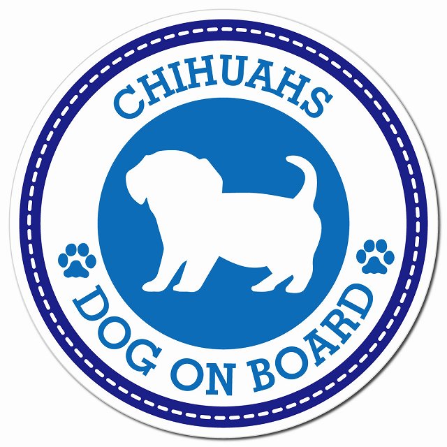 CHIHUAHS チワックス ブルー 肉球 Dog on board マグネット 車用 直径13cm 丸型 カーマグネット