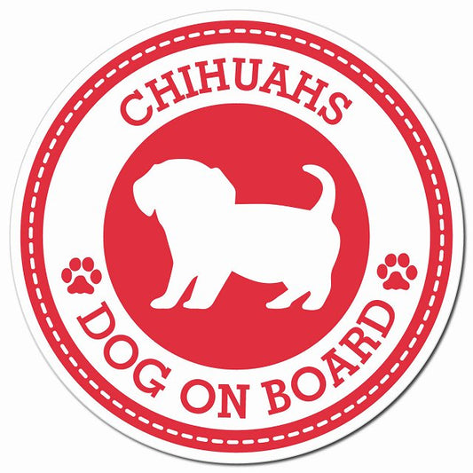 CHIHUAHS チワックス レッド 肉球 Dog on board マグネット 車用 直径13cm 丸型 カーマグネット