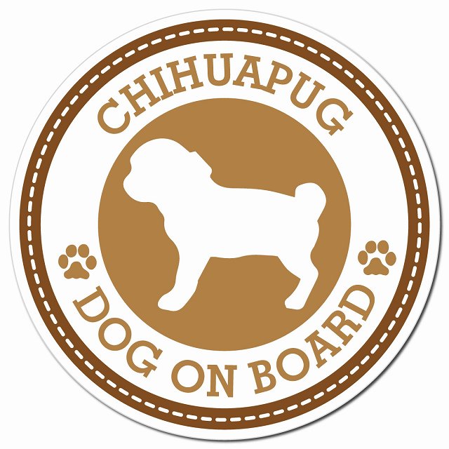 CHIHUAPUG チワパグ ブラウン 肉球 Dog on board マグネット 車用 直径13cm 丸型 カーマグネット