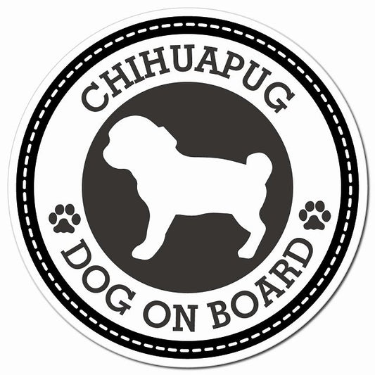 CHIHUAPUG チワパグ ブラック 肉球 Dog on board マグネット 車用 直径13cm 丸型 カーマグネット