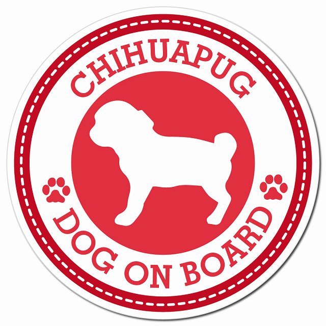 CHIHUAPUG チワパグ レッド 肉球 Dog on board マグネット 車用 直径13cm 丸型 カーマグネット