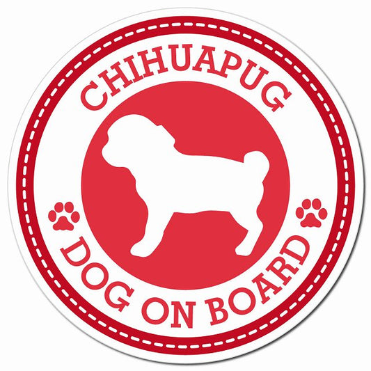 CHIHUAPUG チワパグ レッド 肉球 Dog on board マグネット 車用 直径13cm 丸型 カーマグネット