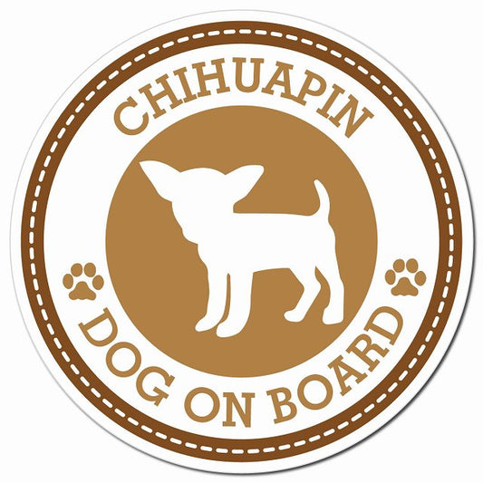 CHIHUAPIN チワピン ブラウン 肉球 Dog on board マグネット 車用 直径13cm 丸型 カーマグネット