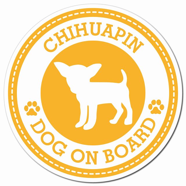 CHIHUAPIN チワピン イエロー 肉球 Dog on board マグネット 車用 直径13cm 丸型 カーマグネット