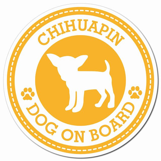 CHIHUAPIN チワピン イエロー 肉球 Dog on board マグネット 車用 直径13cm 丸型 カーマグネット