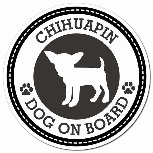 CHIHUAPIN チワピン ブラック 肉球 Dog on board マグネット 車用 直径13cm 丸型 カーマグネット