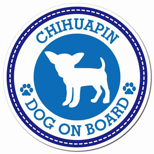 CHIHUAPIN チワピン ブルー 肉球 Dog on board マグネット 車用 直径13cm 丸型 カーマグネット