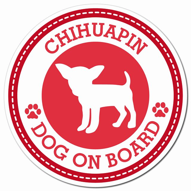 CHIHUAPIN チワピン レッド 肉球 Dog on board マグネット 車用 直径13cm 丸型 カーマグネット