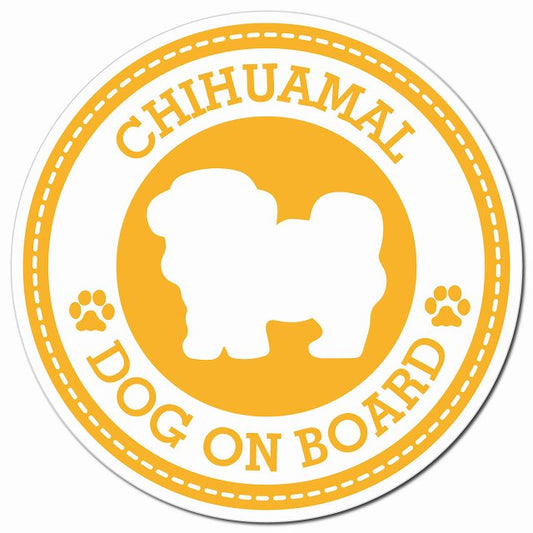 CHIHUAMAL チワマル イエロー 肉球 Dog on board マグネット 車用 直径13cm 丸型 カーマグネット