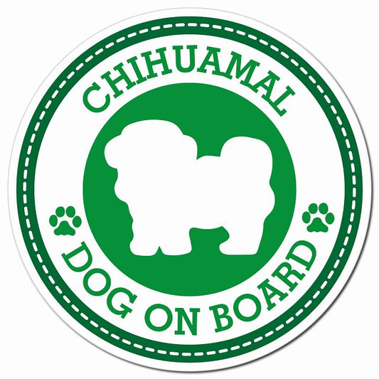 CHIHUAMAL チワマル グリーン 肉球 Dog on board マグネット 車用 直径13cm 丸型 カーマグネット