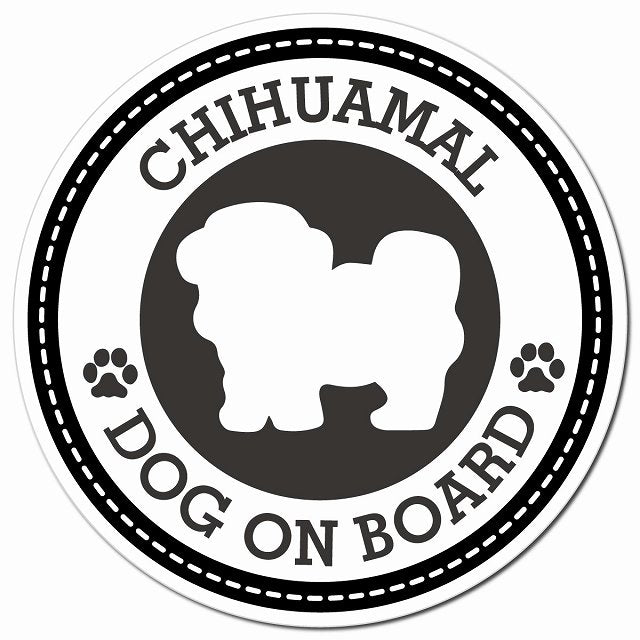 CHIHUAMAL チワマル ブラック 肉球 Dog on board マグネット 車用 直径13cm 丸型 カーマグネット