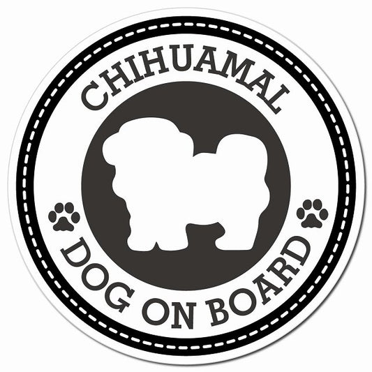 CHIHUAMAL チワマル ブラック 肉球 Dog on board マグネット 車用 直径13cm 丸型 カーマグネット