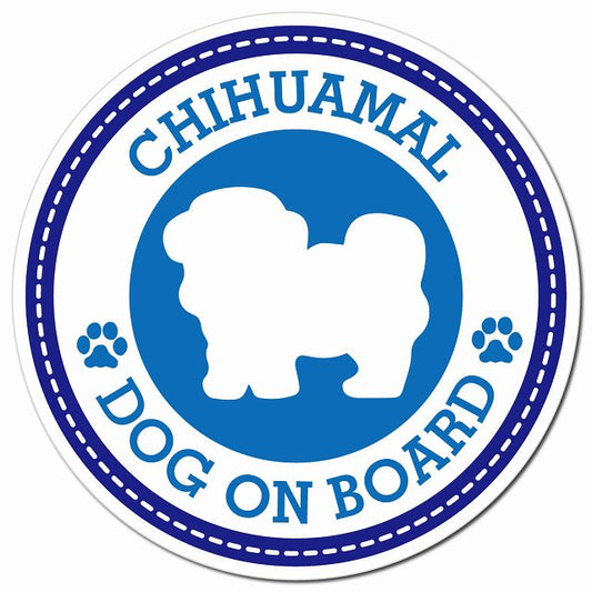 CHIHUAMAL チワマル ブルー 肉球 Dog on board マグネット 車用 直径13cm 丸型 カーマグネット