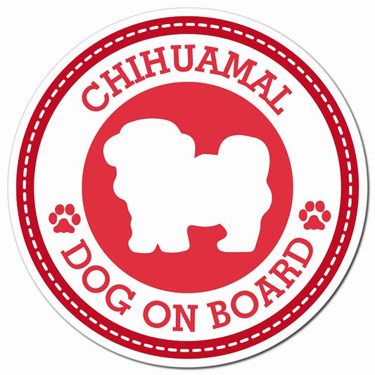 CHIHUAMAL チワマル レッド 肉球 Dog on board マグネット 車用 直径13cm 丸型 カーマグネット