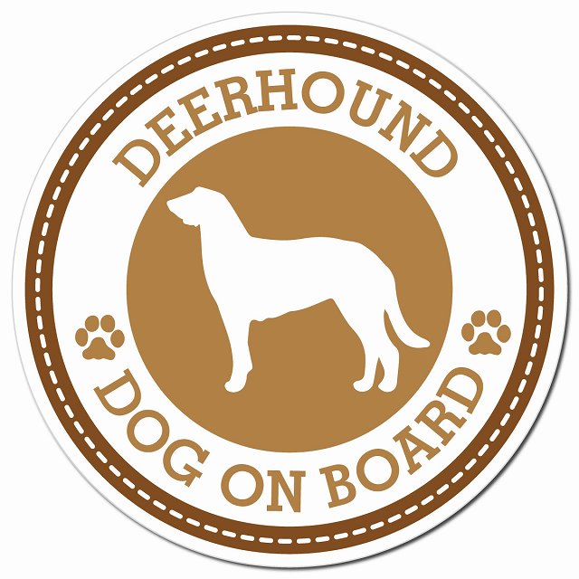 DEERHOUND ディアハウンド ブラウン 肉球 Dog on board マグネット 車用 直径13cm 丸型 カーマグネット