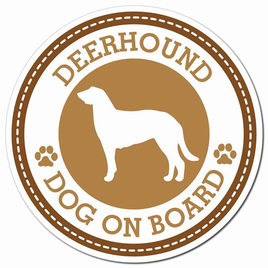 DEERHOUND ディアハウンド ブラウン 肉球 Dog on board マグネット 車用 直径13cm 丸型 カーマグネット