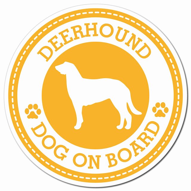 DEERHOUND ディアハウンド イエロー 肉球 Dog on board マグネット 車用 直径13cm 丸型 カーマグネット