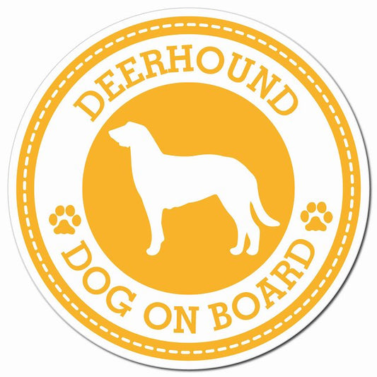 DEERHOUND ディアハウンド イエロー 肉球 Dog on board マグネット 車用 直径13cm 丸型 カーマグネット