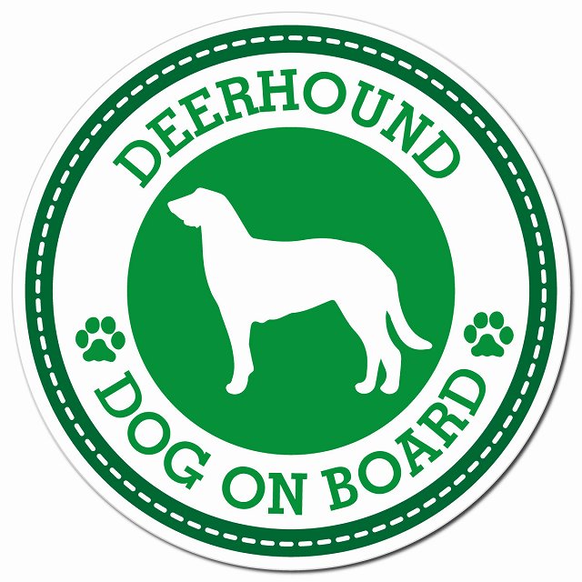 DEERHOUND ディアハウンド グリーン 肉球 Dog on board マグネット 車用 直径13cm 丸型 カーマグネット