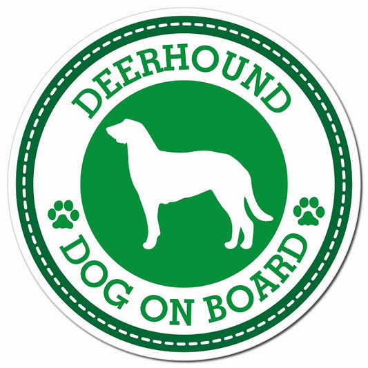 DEERHOUND ディアハウンド グリーン 肉球 Dog on board マグネット 車用 直径13cm 丸型 カーマグネット