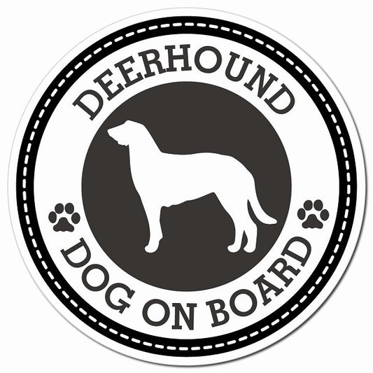 DEERHOUND ディアハウンド ブラック 肉球 Dog on board マグネット 車用 直径13cm 丸型 カーマグネット