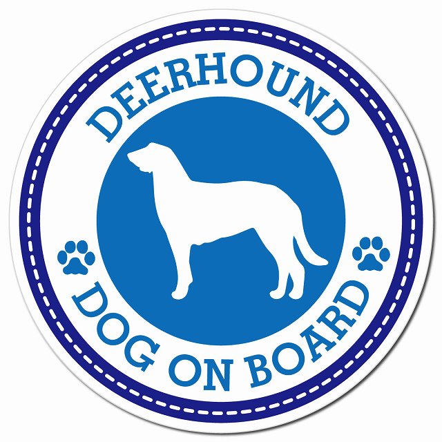 DEERHOUND ディアハウンド ブルー 肉球 Dog on board マグネット 車用 直径13cm 丸型 カーマグネット