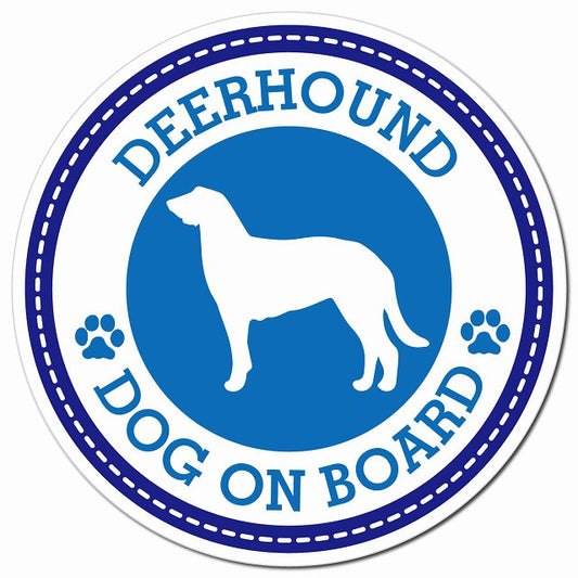 DEERHOUND ディアハウンド ブルー 肉球 Dog on board マグネット 車用 直径13cm 丸型 カーマグネット