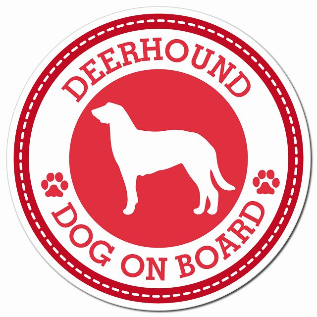 DEERHOUND ディアハウンド レッド 肉球 Dog on board マグネット 車用 直径13cm 丸型 カーマグネット
