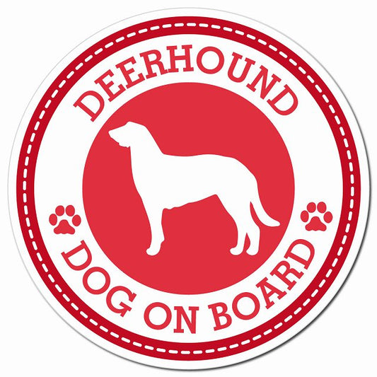 DEERHOUND ディアハウンド レッド 肉球 Dog on board マグネット 車用 直径13cm 丸型 カーマグネット