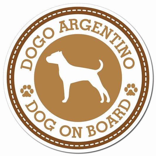 DOGO ARGENTINO ドゴアルヘンティーノ ブラウン 肉球 Dog on board マグネット 車用 直径13cm 丸型 カーマグネット