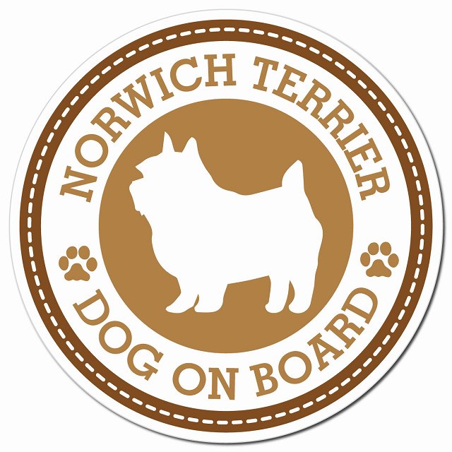 NORWICH TERRIER ノーリッチテリア ブラウン 肉球 Dog on board マグネット 車用 直径13cm 丸型 カーマグネット