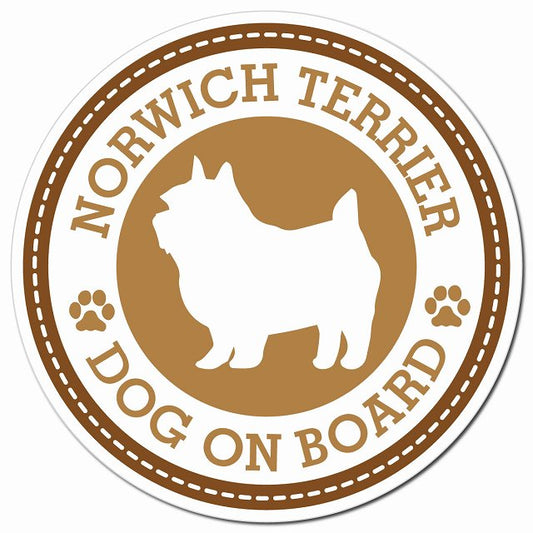 NORWICH TERRIER ノーリッチテリア ブラウン 肉球 Dog on board マグネット 車用 直径13cm 丸型 カーマグネット