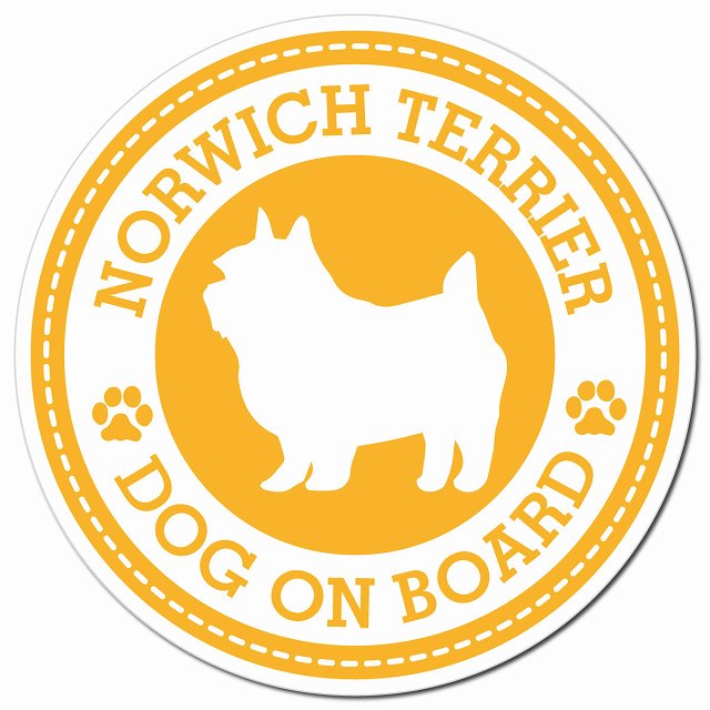 NORWICH TERRIER ノーリッチテリア イエロー 肉球 Dog on board マグネット 車用 直径13cm 丸型 カーマグネット
