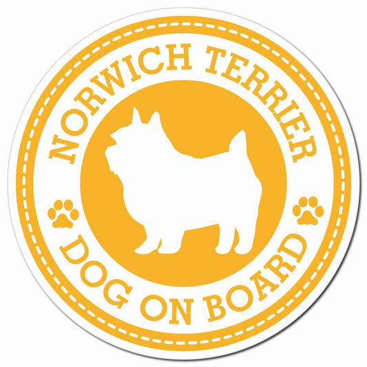 NORWICH TERRIER ノーリッチテリア イエロー 肉球 Dog on board マグネット 車用 直径13cm 丸型 カーマグネット