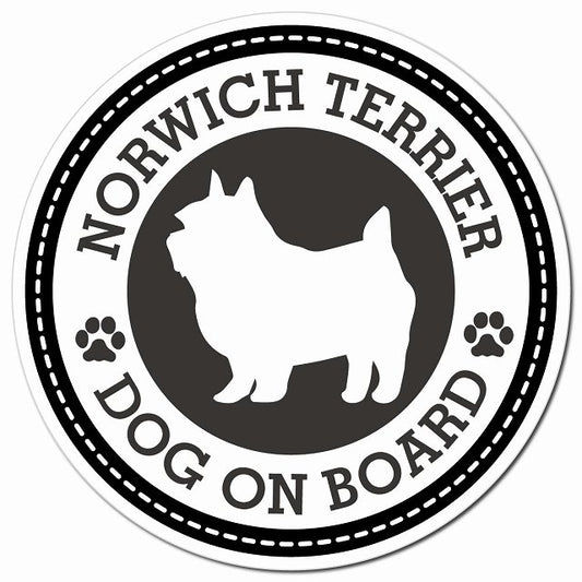 NORWICH TERRIER ノーリッチテリア ブラック 肉球 Dog on board マグネット 車用 直径13cm 丸型 カーマグネット