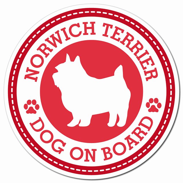 NORWICH TERRIER ノーリッチテリア レッド 肉球 Dog on board マグネット 車用 直径13cm 丸型 カーマグネット