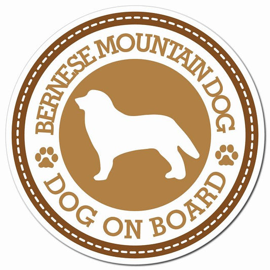BERNESE MOUNTAIN DOG バーニーズマウンテンドッグ ブラウン 肉球 Dog on board マグネット 車用 直径13cm 丸型 カーマグネット