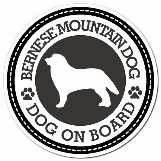 BERNESE MOUNTAIN DOG バーニーズマウンテンドッグ ブラック 肉球 Dog on board マグネット 車用 直径13cm 丸型 カーマグネット