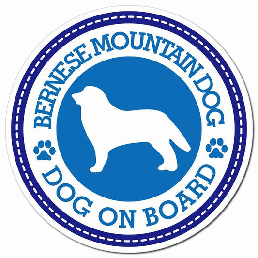 BERNESE MOUNTAIN DOG バーニーズマウンテンドッグ ブルー 肉球 Dog on board マグネット 車用 直径13cm 丸型 カーマグネット
