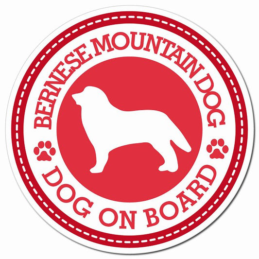 BERNESE MOUNTAIN DOG バーニーズマウンテンドッグ レッド 肉球 Dog on board マグネット 車用 直径13cm 丸型 カーマグネット