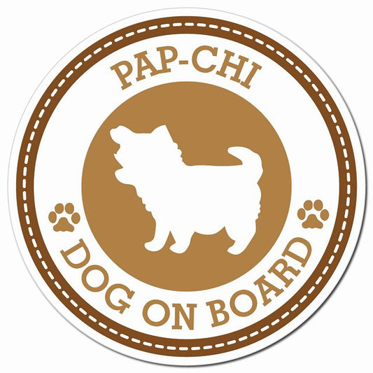 PAP-CHI パピチワ ブラウン 肉球 Dog on board マグネット 車用 直径13cm 丸型 カーマグネット