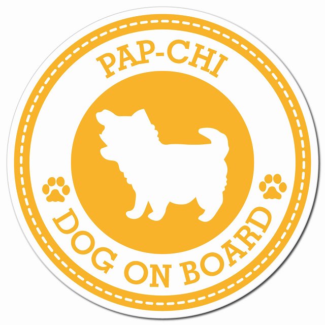 PAP-CHI パピチワ イエロー 肉球 Dog on board マグネット 車用 直径13cm 丸型 カーマグネット
