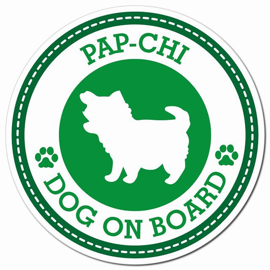 PAP-CHI パピチワ グリーン 肉球 Dog on board マグネット 車用 直径13cm 丸型 カーマグネット